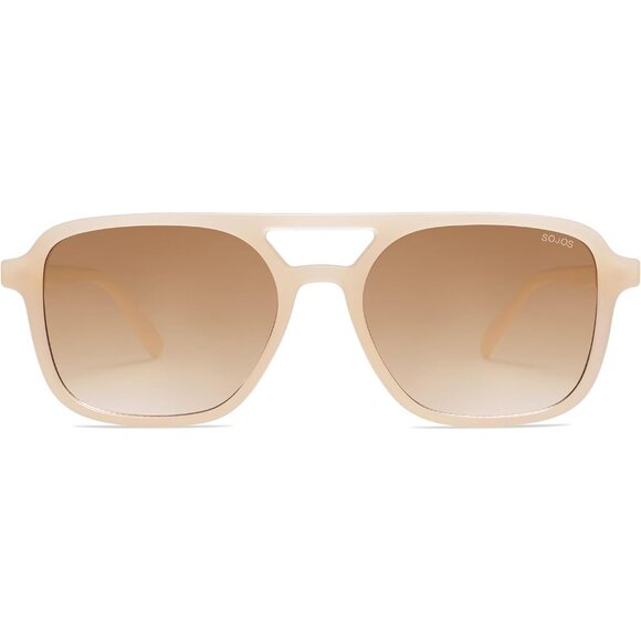 🆕 Men Brown Retro Aviator Sunglasses Trendy Rectangle Shades Stylish Design Fit - Picture 2 of 8